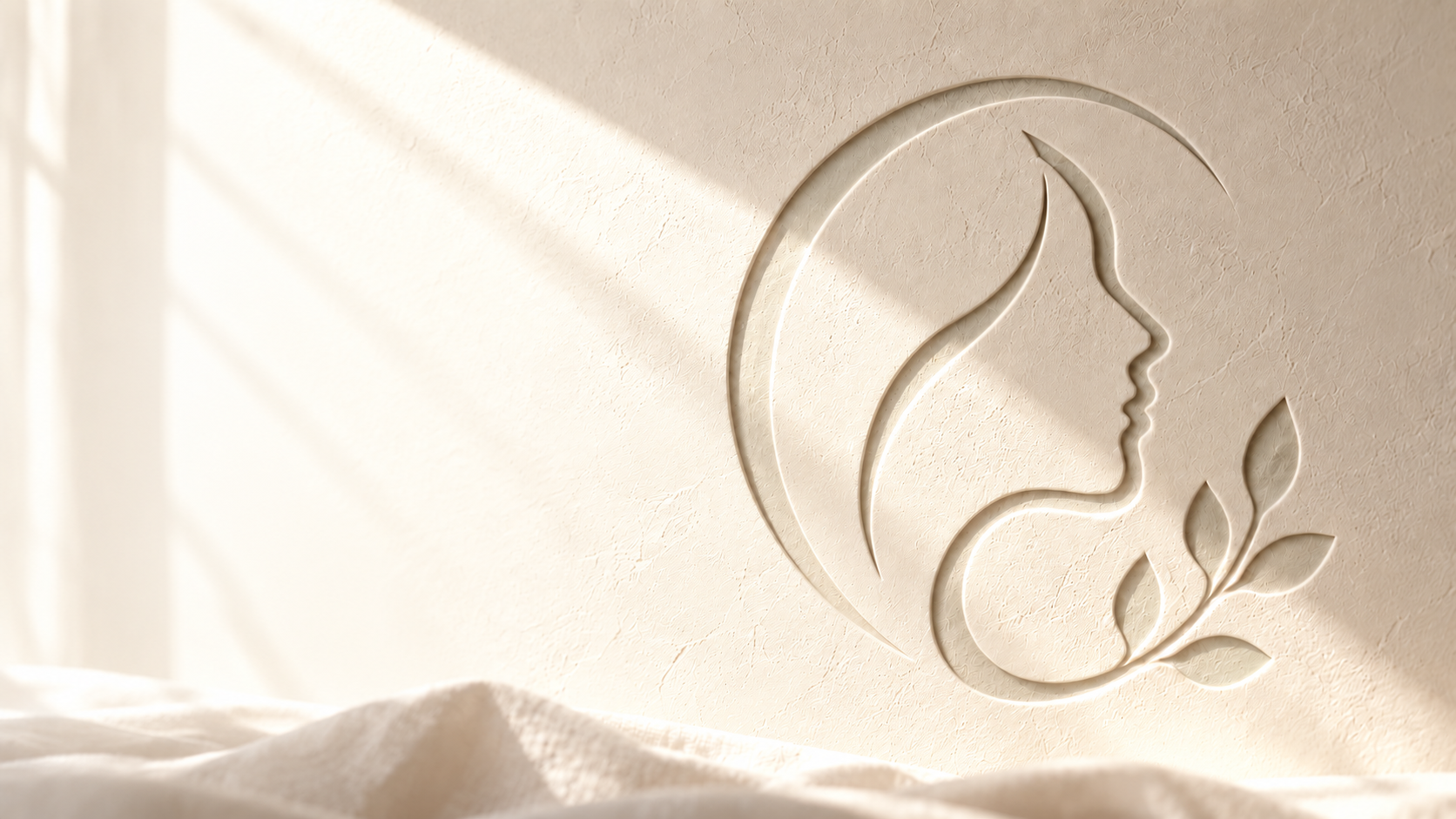 EndoAI’s embossed profile in warm daylight, above a soft linen fold