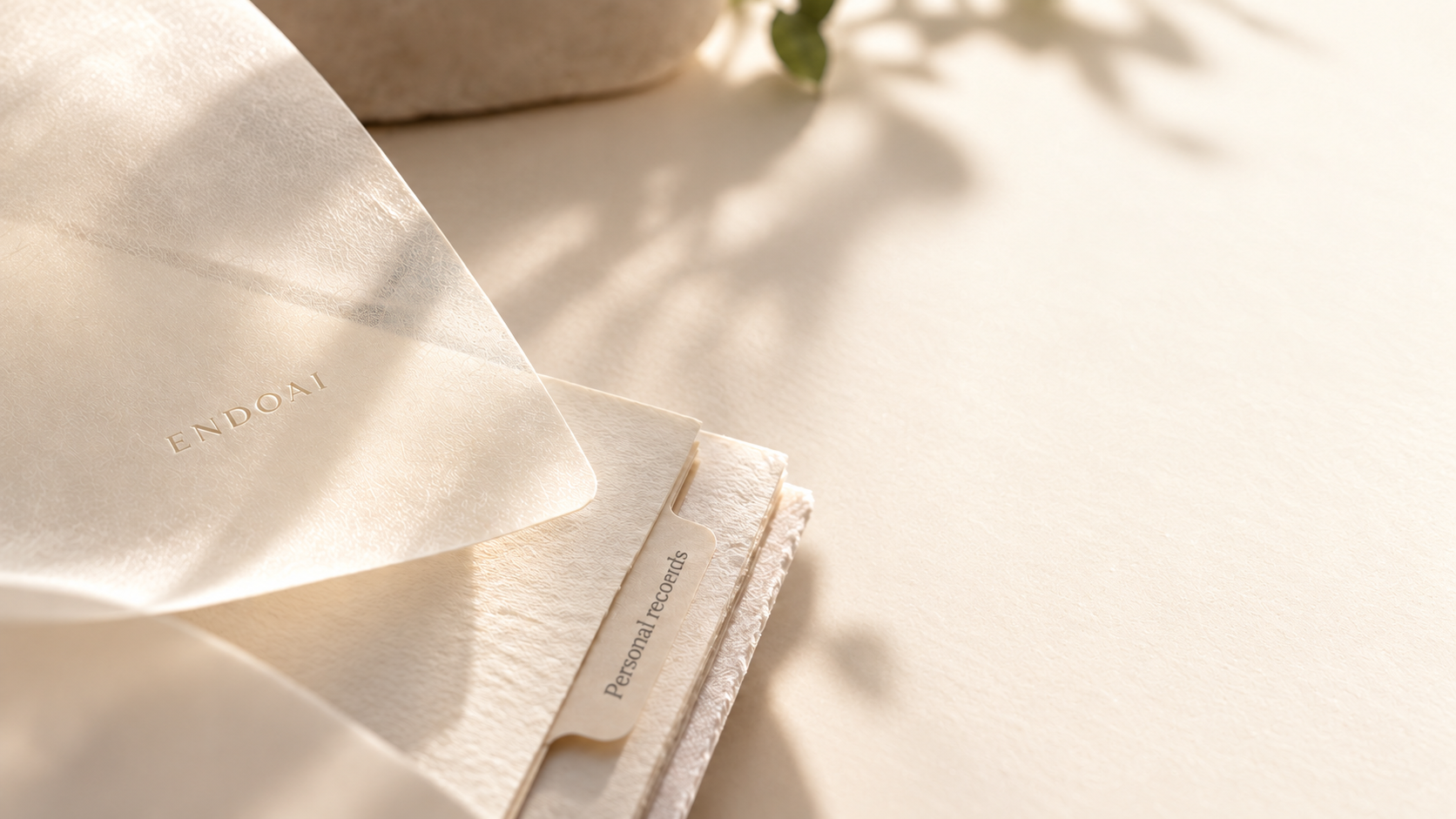 A carefully gathered personal folio with textured paper and warm leaf shadows